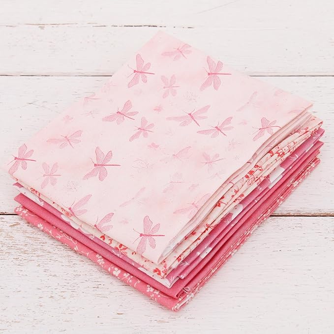 Threadart Exclusive 5 Fat Quarter Bundles - Light Pink Vintage Prints 100% Cotton Fabric - Premium 100% Cotton Quilting Fabric - No Duplicates - Full Size Fat Quarters 18"x21" - Light Pink
