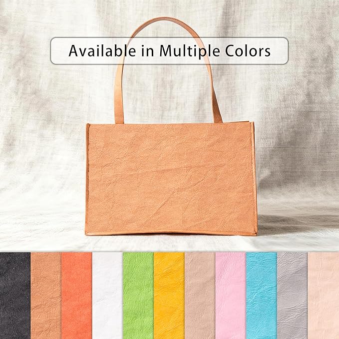 GONGZITEM Washable Kraft Paper Roll 19.5" x 58.5" – Sewable Kraft Paper Fabric for DIY Bag Making, Tote & Lunch Bags – Leather-Like Craft Material (GZ03)