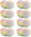 HOMBYS 8 Pack Giant Chunky Yarn for Crocheting/Hand Knitting, Super Bulky Large Soft Fluffy Tie Dye Plush Fuzzy Mixed Color Thick Chenille Yarn (Green, Yellow)