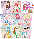 DUJAA 24 Sheets Mermaid Stickers for Kids, Make Your Own Mermaid Stickers, Mermaid Themed Art Craft Supplies