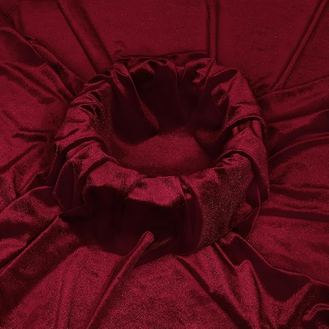 KKJIAF Burgundy Stretch Velvet Fabric 60 Inch Wide, 5 Yard Soft Stretchy Fabric for Sewing Clothes, Apparel, Costume, Crafts - 90% Polyester 10% Spandex