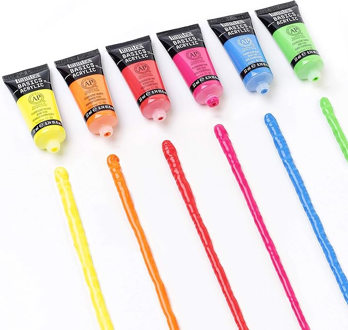 Liquitex BASICS Acrylic Paint Set, 6 x 22ml (0.74-oz) Tube Paint Set, Fluorescent