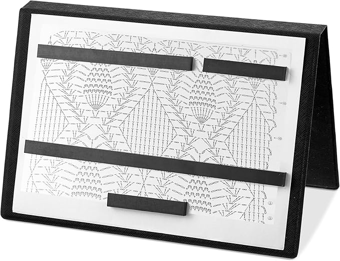 Flutesan 2 Pcs Knitting Pattern Holder Fold up Cross Stitch Knitting Chart Keeper with 8 Replacement Magnets Magnetic Cross Stitch Accessories and Supplies for Crochet, 13.2 x 9 Inch, Black