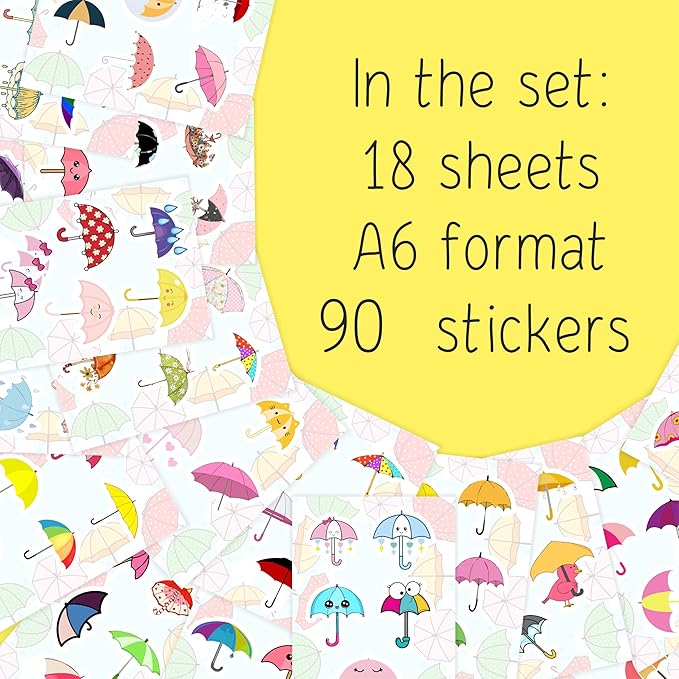 BulbaCraft Umbrella Stickers for Water Bottle and Laptop - Umbrella Party Supplies & Decorations, Waterproof Vinyl Decals, Weather and Fun Stickers, Gifts for Women & Men