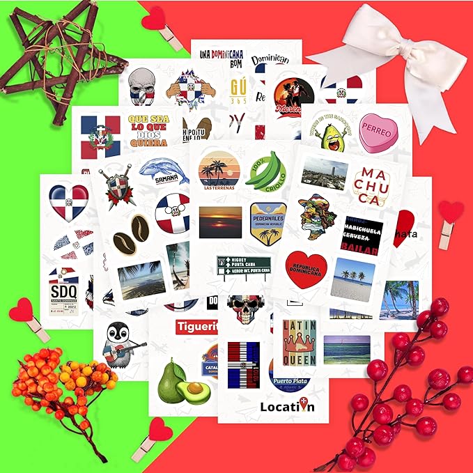 BulbaCraft 100Pcs Dominican Republic Stickers for Water Bottle and Laptop - Dominican Republic Party Supplies & Decorations, Waterproof Vinyl Decals, Flag and Culture Stickers, Gifts for Women & Men
