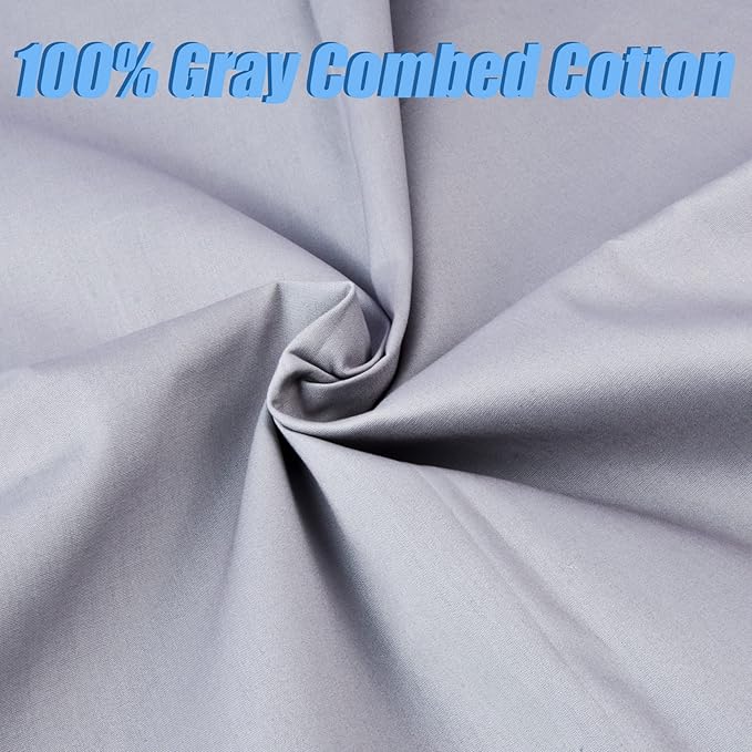 2 Yard Gray Cotton Fabric,Natural Cotton Poplin Fabric by The Yard, 59 Inches Wide 100% Cotton Fabric,Soft Embroidery Muslin Quilting Material for Sewing Material Apparel Cloth