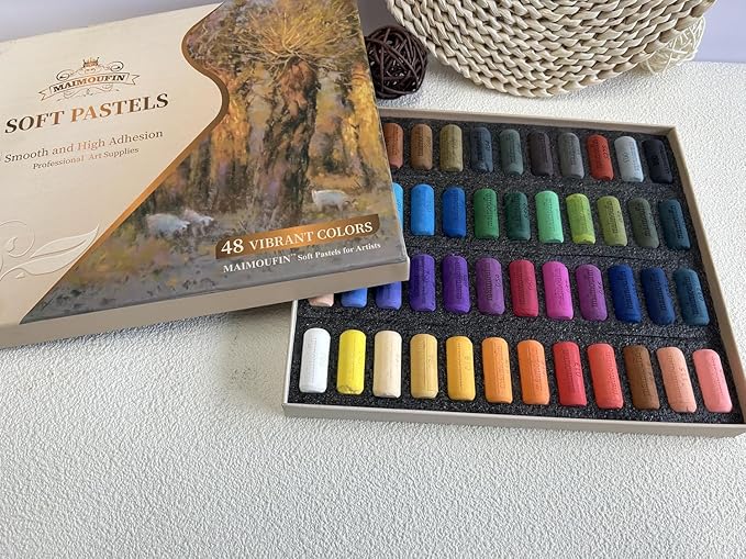 Soft Pastels for Artists Highly Pigmented Sticks 48 Vibrant Colors Professional Grade Art Supplies Smooth Blendable Pastels Set for Drawing,Painting Artists,Beginner
