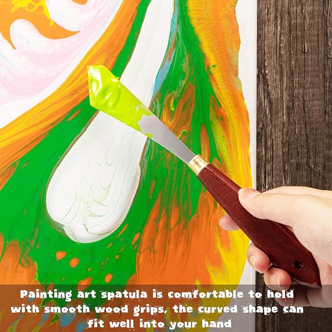 Painting Knife Set Painting Mixing Scraper Stainless Steel Palette Knife Painting Art Spatula with Wood Handle Art Painting Knife Tools for Oil Canvas Acrylic Painting (2 Pieces)