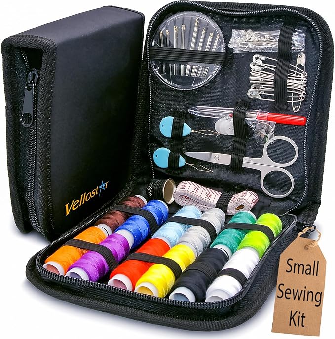 Small Basic Sewing Kit for Beginners – Easy to Use Portable Needle and Thread Kit with Sewing Supplies and Accessories for Emergency Clothing Repairs - Travel Sew Set for Adults