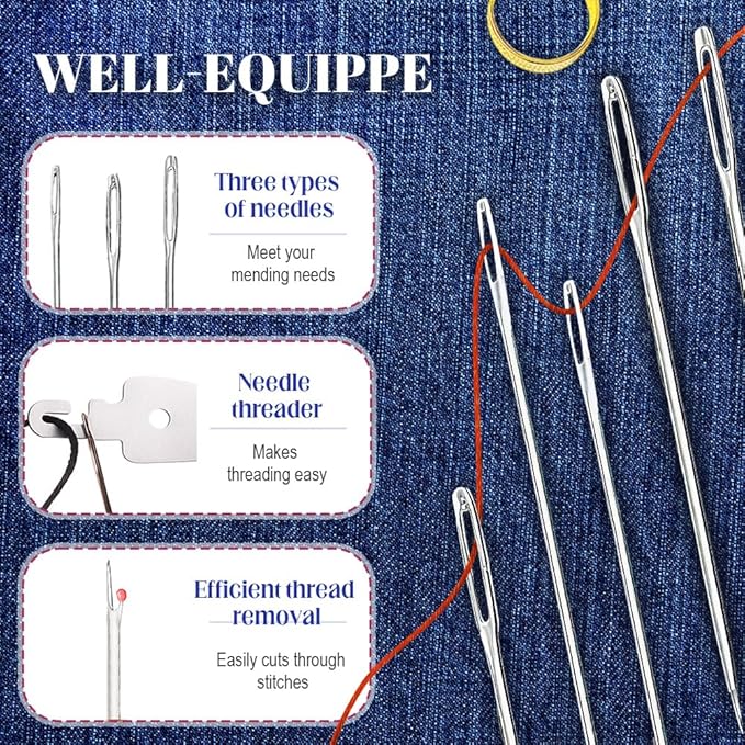 37PCS Needle and Thread kit, Needles Thread Hand Repair Tools, Portable Steel Sewing Needles Kit for Beginners & Daily Use