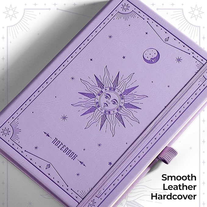 EMSHOI Graph Paper Notebook - 320 Pages, A5 Hardcover Leather, 100gsm Thick Paper, Square Grid Notebook for Women Men Work School Math Writing, Graphing, Engineering, 5.75 x 8.38, Light Purple