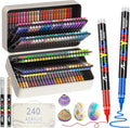 DICEKOO 240 + 2 Colors Acrylic Paint Markers with Carrying Case, Soft Brush Tip Acrylic Pens, Smooth Writing, Quick-Drying, Lightfast, for Rock Painting, Canvas, Wood, Egg & DIY Crafts Art Supplies