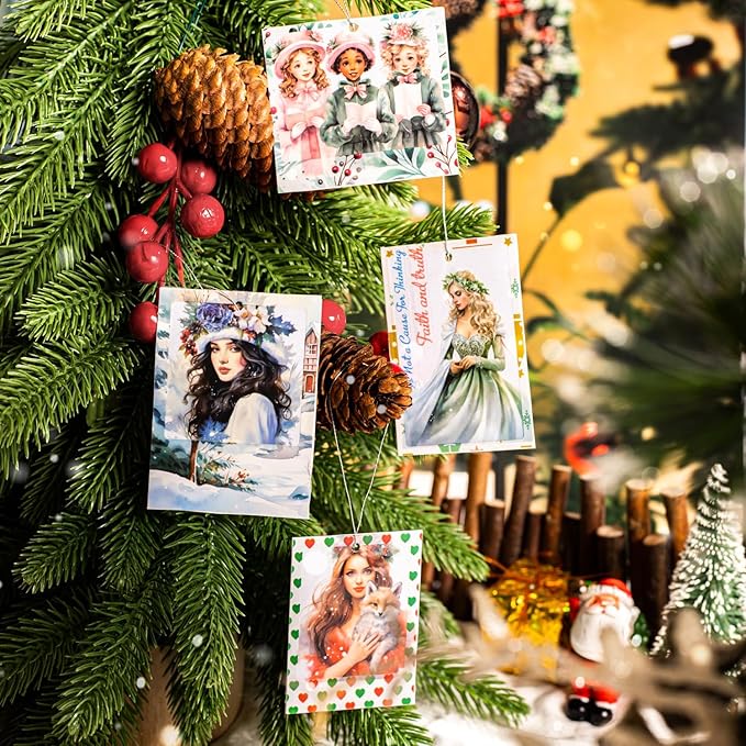 Christmas Polaroid PET Stickers, 90 Snow Country Character and Frame Designs for Scrapbooking, Journaling, DIY Crafts, and Holiday Decor
