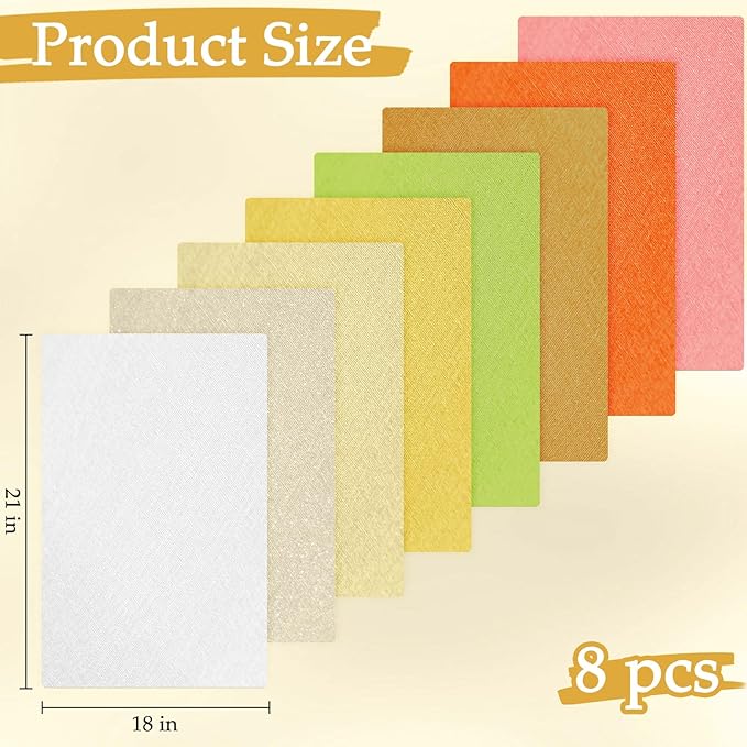 18 * 21inch Cotton Fabric, Premium Fabric Pure Quilting Fat Quarter Bundles Patchwork for Sewing DIY Craft (Orange Yellow Series, 8PCS)