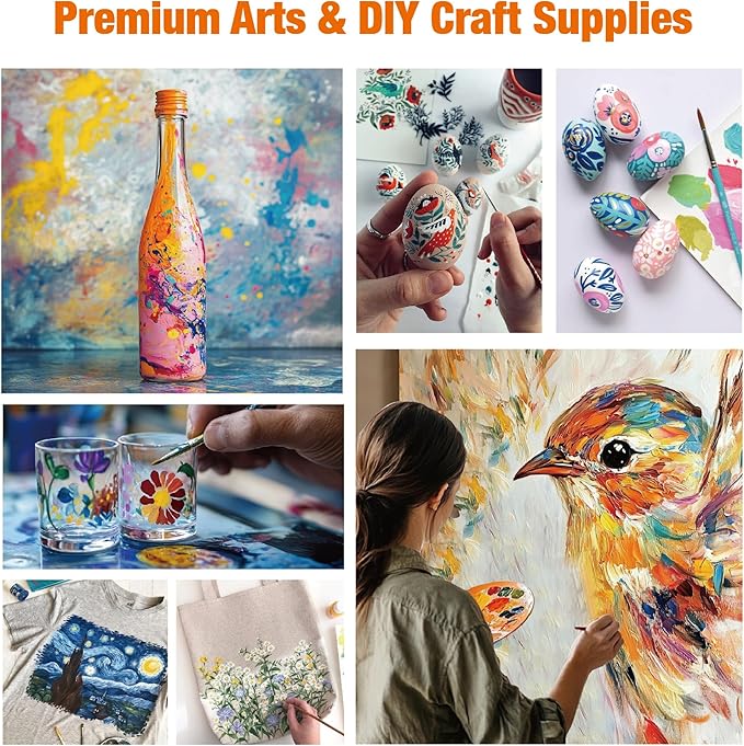 All-in-One Acrylic Painting Kit,12x22ml Rich Pigment Acrylic Paints,5 Different Shapes Brushes 2 Canvas Boards Palette Knife,Giftable Art Painting Set for Beginners Adults Artists