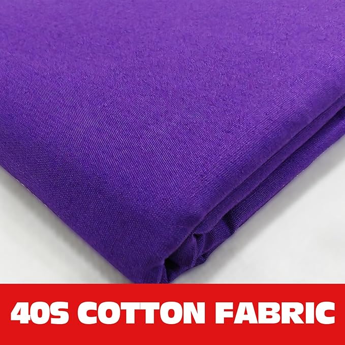100% Purple Cotton Fabric for Sewing by 1 Yard, 59”Width Quilting Fabric Medium Weight 5.8 oz, Muslin Fabric by The Yard, Embroidery Cloth