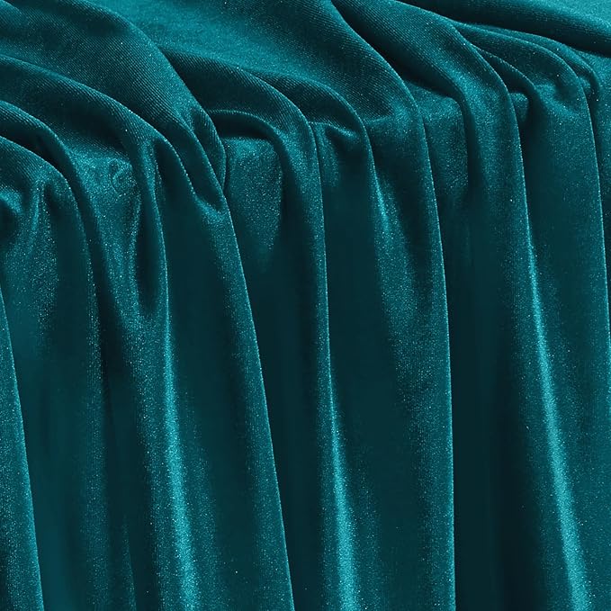 KKJIAF Teal Stretch Velvet Fabric 60 Inch Wide, 1 Yard Soft Stretchy Fabric for Sewing Clothes, Apparel, Costume, Crafts - 90% Polyester 10% Spandex