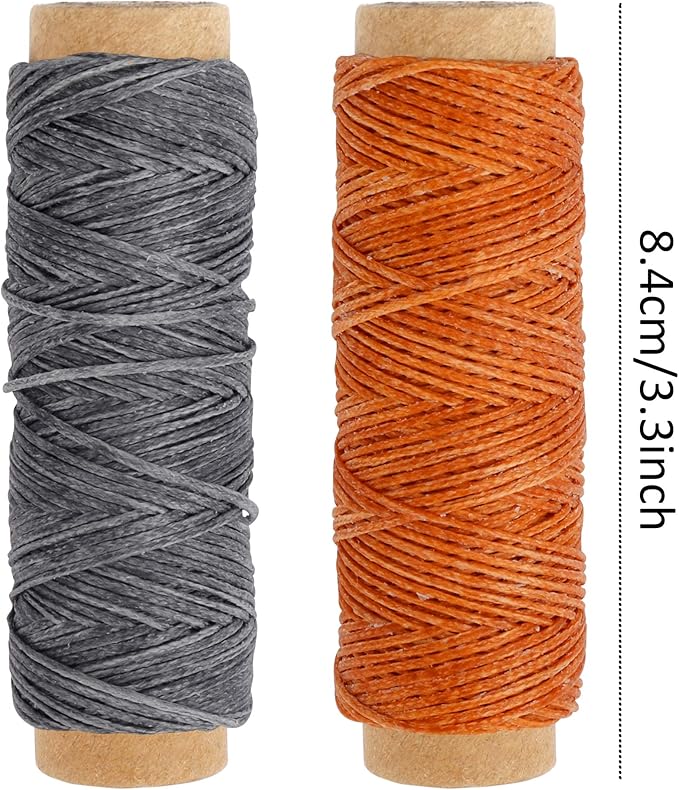 JANYUN 792 Yards 24 Colors Leather Sewing Waxed Flat Cord Thread for Leather Craft DIY Supplies,Each of 33 Yards
