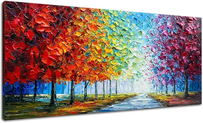 zoinart Colorful Oil Painting on Canvas, Abstract Landscape Wall Art, Texture Painting Wall Art, Modern Wall Painting for Living Room Deco