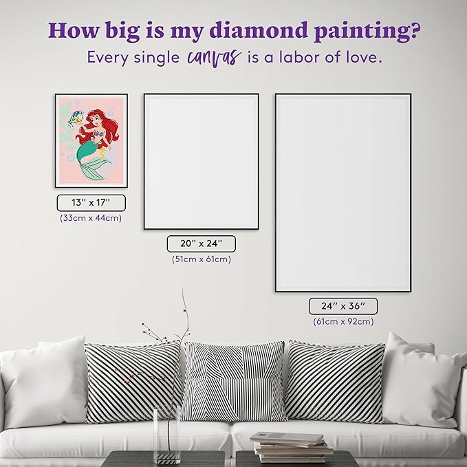 DIAMOND ART CLUB Ariel - Currently Busy Exploring Diamond Painting Kit, Fun DIY Crafts for Adults, Round Diamond Art Canvas, 13" x 17"