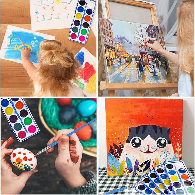 42 Pack Watercolor Paint Set for Kids, 12 Colors Watercolors Paints with Paint Brush, Kids Watercolor Paint Set for Party Favor, Classroom.