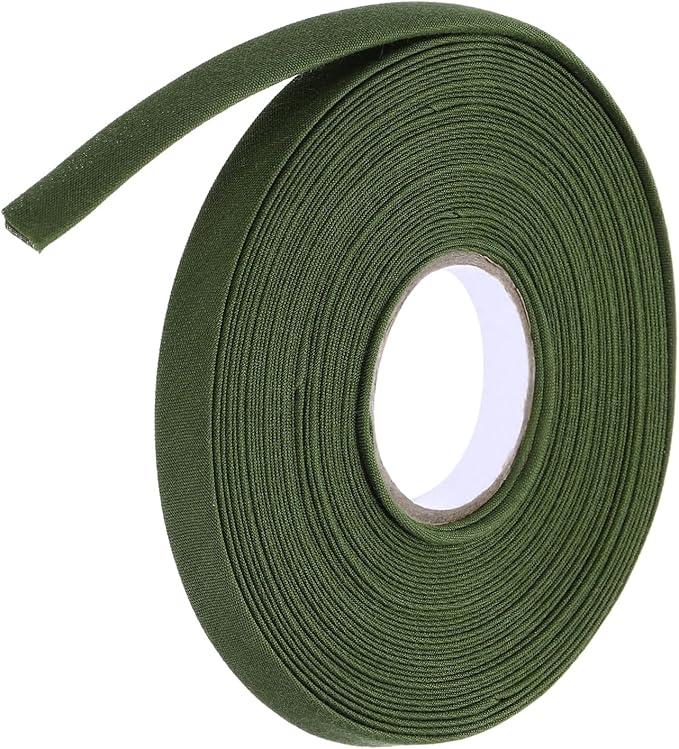 MECCANIXITY 2/5 Inch Double Fold Bias Tape Polyester Continuous Bulk Bias Tape for Sewing,Seaming Quilting Hemming Binding Crafts (Army Green 10 Yards)