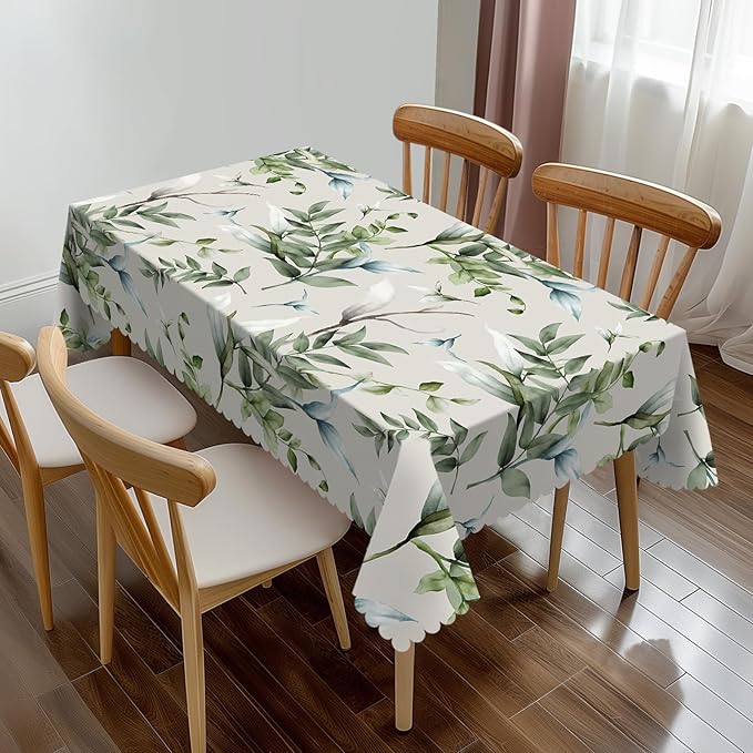 Luxury Watercolor Leaves Rectangle Tablecloth Green Leaf Summer Plant Table Cloth Dining Table Cover for Home Kitchen Restaurant Party Buffet Picnic 54 x 72 Inch