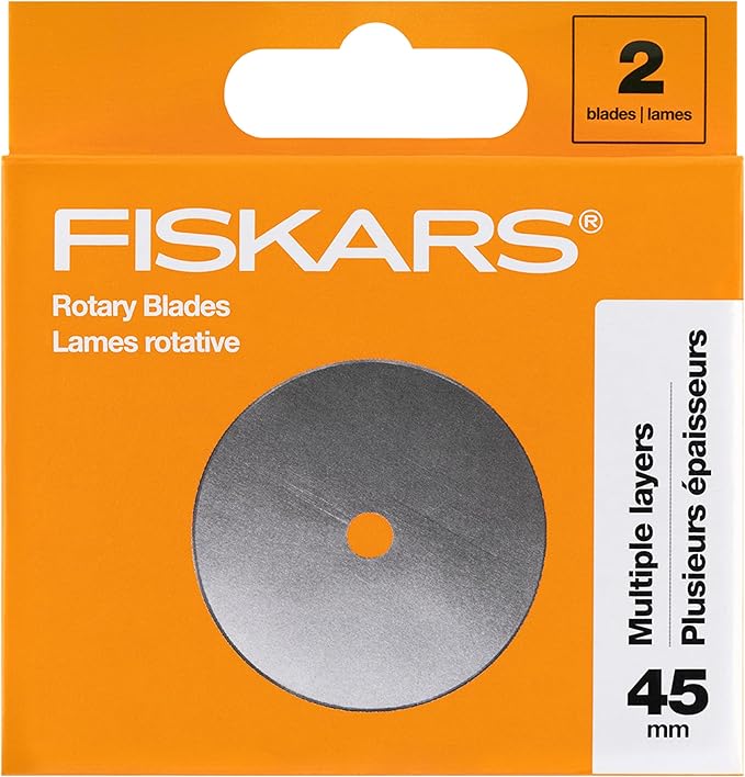 Fiskars 45mm Rotary Blade 2-Pack, Replacement Blades for Rotary Cutters, Precision Cutting for Quilting and Sewing