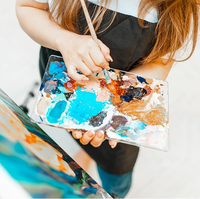 Acrylic Rectangle-Shaped Palette 2pcs 11.8 x 7.9 inches Transparent - Crystal Clear Blend Paint Non-Stick Acrylic Watercolor Oil Paint Mixing Tray - Comfortable to Hold & Easy to Clean for DIY Artist