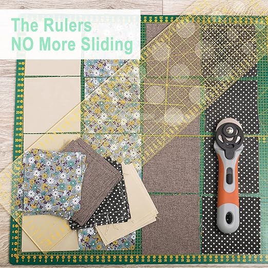 Ruler Grips, Transparent Strong Adhesive Non-Slip Grips for Quilting Rulers, Quilt Templates, 34 PCS Total -10 Large & 24 Small (Clear, 34 PCS)