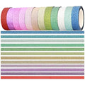 YUKUNTANG Glitter Washi Tape Set, 12 Rolls, 10mm x 66 Yards, Metallic Foil Sparkle Decorative Craft Tape for DIY Art, Scrapbooking, Journaling, Gift Wrapping