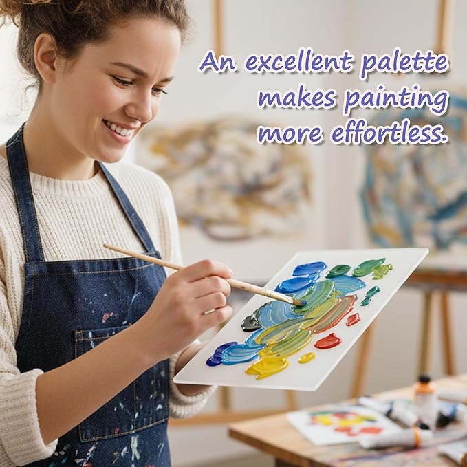 7x9 Inch Neutral Tempered Glass Palette for Oil Painting | Neutral White Scratch-Resistant Surface | Keeps Paints Wet & Effortless to Clean | Essential for Artists & DIY Color Mixing