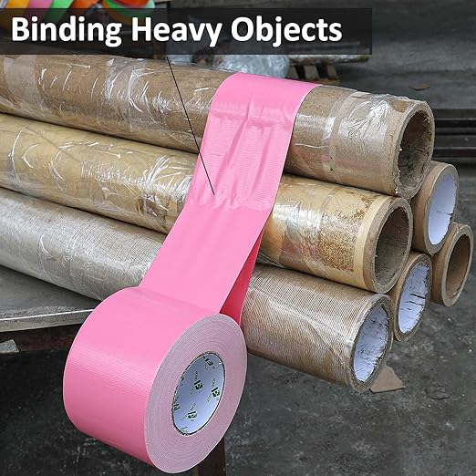 BOMEI PACK 4inch Wide Pink Duct Tape, Heavy Duty Strong Waterproof Industrial Color Duct Tape 9.0mil x 4inch x 60yds for Packing and Repairing