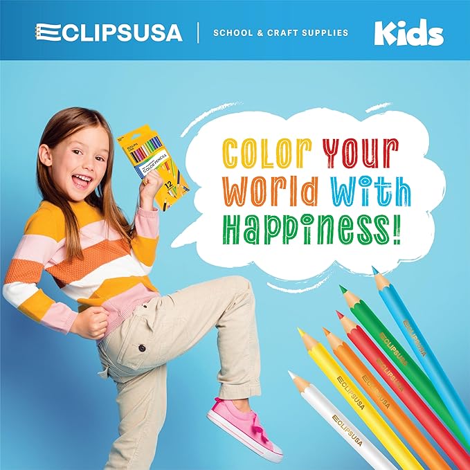 E-CLIPS USA Colored Pencils Bulk, Colored Pencils For Kids Or Adults, Map Coloring pencils, 12 Per Box, Box May Vary (72 Boxes)