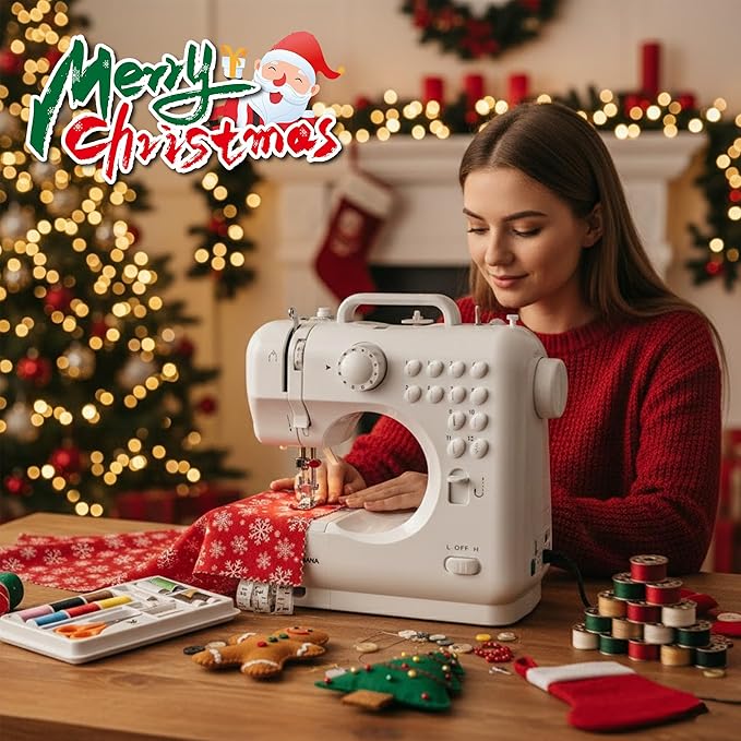 Flying Banana Mini Sewing Machine for Beginners - Portable with 12 Stitches, Best Christmas Gifts 2025 for Boys & Girls 8 +, Kids Sewing Kit, Home DIY Crafting