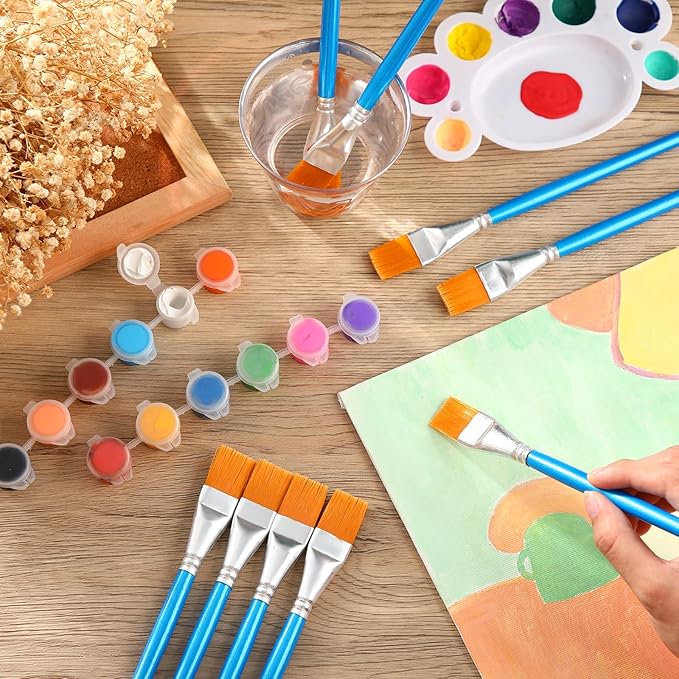 Crtiin 60 Pcs Operation Christmas Bulk Items Paint Brush for Acrylic Painting Paintbrushes Bulk Artist Brush for Detail Watercolor Oil Art(Blue,3/4 Inch)