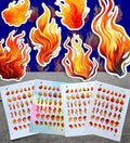 Stickers Pack (Over 150 Stickers) Amazing Bright Paintings of Fires Vintage Styled Small Vinyl Stickers White Holographic Transparent
