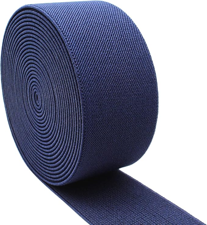 Dortrue 2 Inch 5 Yards Navy Blue Sewing Elastic Band Heavy Stretch High Elasticity Elastic Spool for Sewing Pants Waistband, Straps, Craft DIY Projects