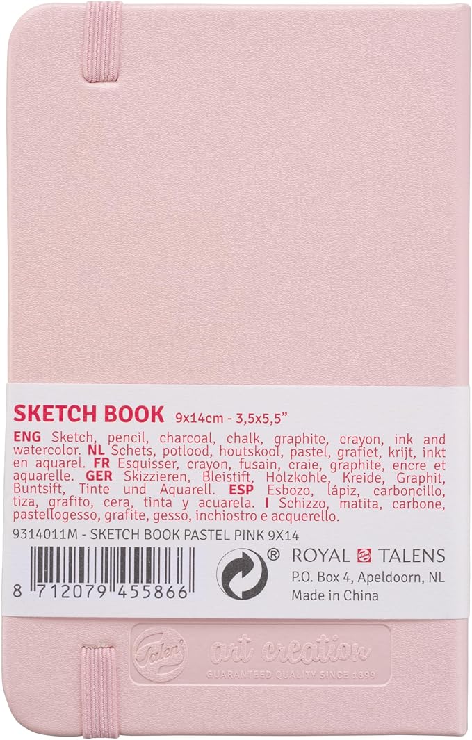 Talens Japan T9314-011M 441726 Royal Art Creation Sketchbook, Drawing Notebook, 3.5 x 5.5 inches (9 x 14 cm), Pastel Pink