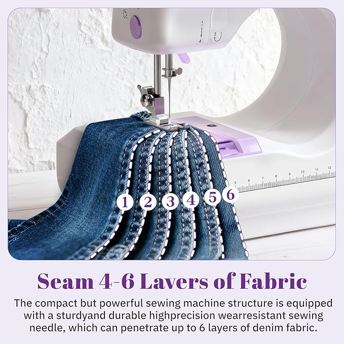 Beginner Sewing Machine, 12 Built-in Stitches with Foot Pedal, 2-Speed Control, Portable Mini Sewing Machine for Home Travel Use & Sewing Enthusiasts (purple)