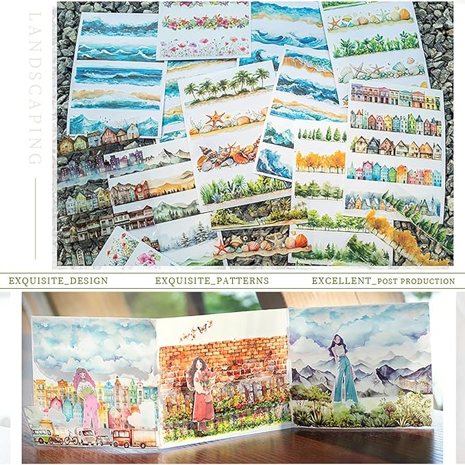 20Sheets Pre-Cut Scrapbooks Stickers Books, Nature Mountains Forests Trees Stickers for DIY Craft, Planners, Journal, Notebook, Laptop, Cell Phone, Calendars, Wedding