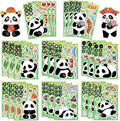 24 Sheets Panda Make a Face Stickers, Mix & Match Facial Feature Decals, Waterproof Vinyl Animal Stickers for Journaling Scrapbooking and Creative Collage