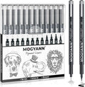 Mogyann Drawing Pens Black Art Pens for Drawing 12 Size Waterproof Ink Pens for Artists Sketching, Manga, Writing