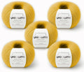 5 Skeins, Silk Mohair Luxury Yarns, Premium and Soft Blend for Knitting and Crocheting, Made in Italy (Yellow - 14531, 5)