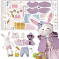 kullaloo Doll Sewing Panel for Intermediate Skills - with Video Instructions - Cut & Sew Fabric Panel Doll with Clothes: Dress Me Bestie Bibby Bunny