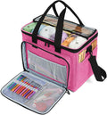 Teamoy Knitting Bag, Yarn Tote Organizer with Inner Divider (Sewn to Bottom) for Crochet Hooks, Knitting Needles(Up to 14”), Project and Supplies -No Accessories Included, Pink