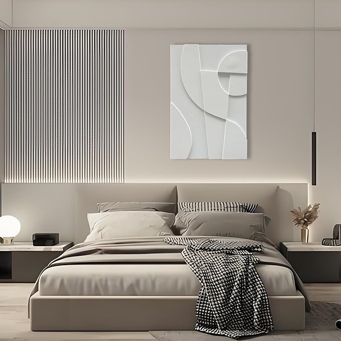 Art Hand-Painted White Abstract Texture Art Oil Painting 36x24 inch Modern Minimalist Art Canvas Wall Decoration