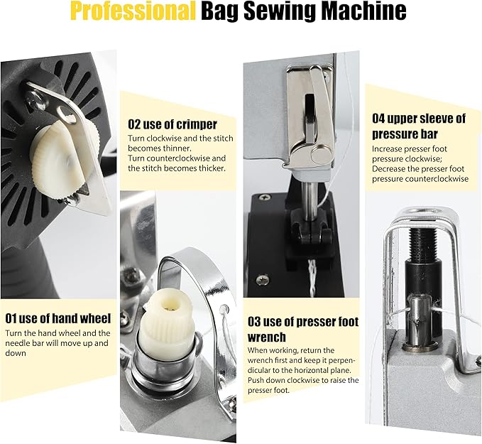 Bag Sewing Machine 2s/bag Bag Closing Machine Portable Bag Closer 6.4Lbs Automatic Woven Bag Sewer Packing Machine for Packing Bags Non-woven Fabrics Leather
