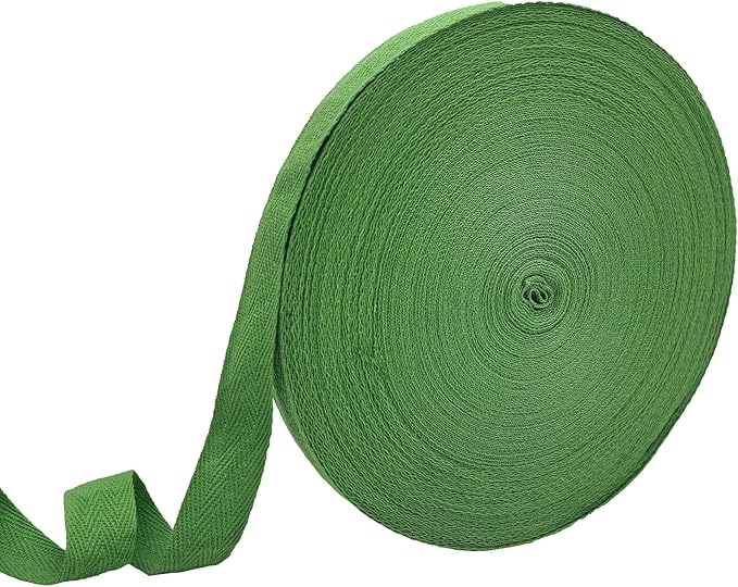 40 Yards Herringbone Twill Tape for Sewing,Pet Collar,Gift Wrapping Home Deco -3/4 inch Green Cotton Webbing Straps-Natural Bias Binding Tape for Handles, Crafting & DIY Projects