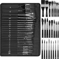 Nicpro Watercolor Brushes Professional, 24pcs Soft Synthetic Squirrel Hair Watercolor Paint Brush Set with Cloth Roll, Round, Flat, Filbert, Dagger, Cat Tongue for Water Color Gouache Inks Painting
